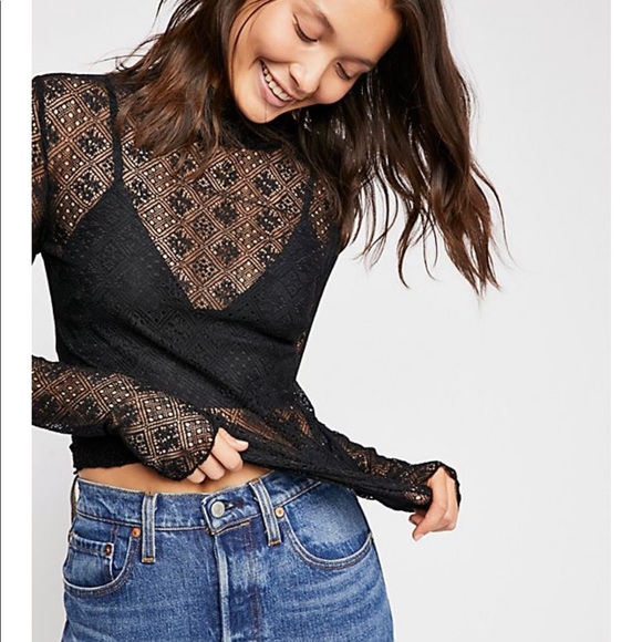 NWT Free People sheer mesh lace layering top - Picture 8 of 8